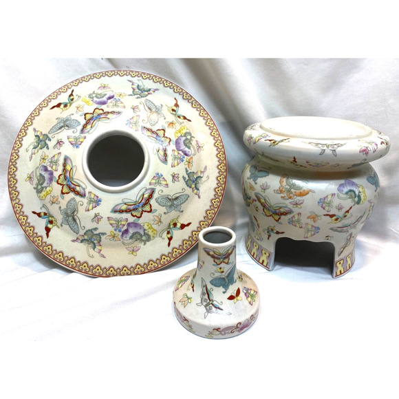 Rare Chinese Porcelain Table Lamp Butterfies AS IS - Picture 1 of 7